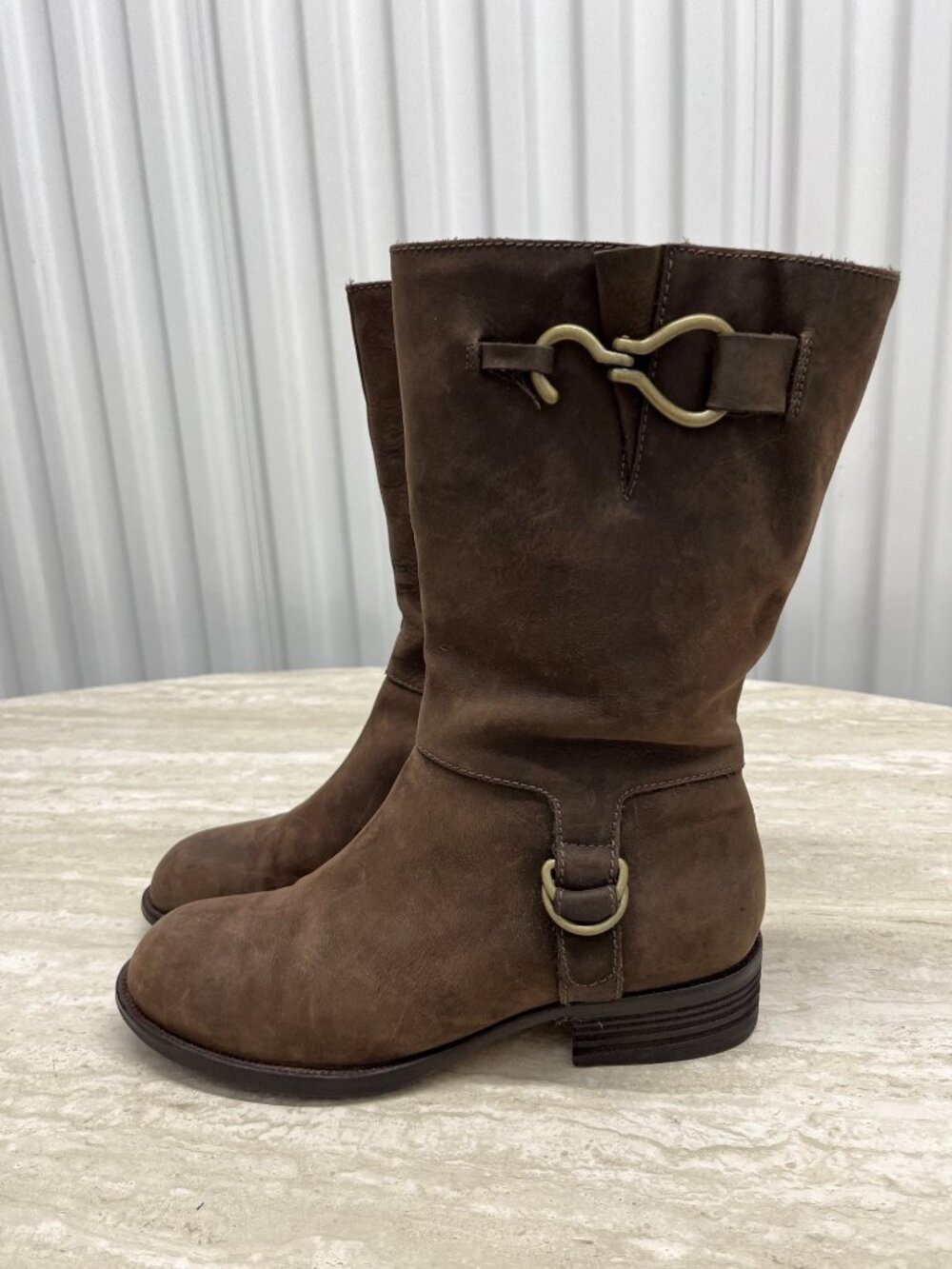 Cole Haan Nike Air Tantivy Brown Suede Leather Mid Calf Boots Size 9 B